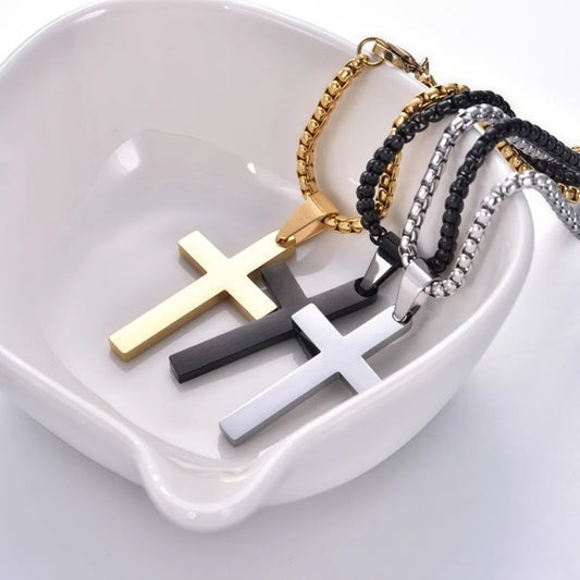 正教会製品 十字架ネックレス メタルクロスペンダント ユニセックス パンク ヒップホップ チェーンリンク ギフト 男性 女性