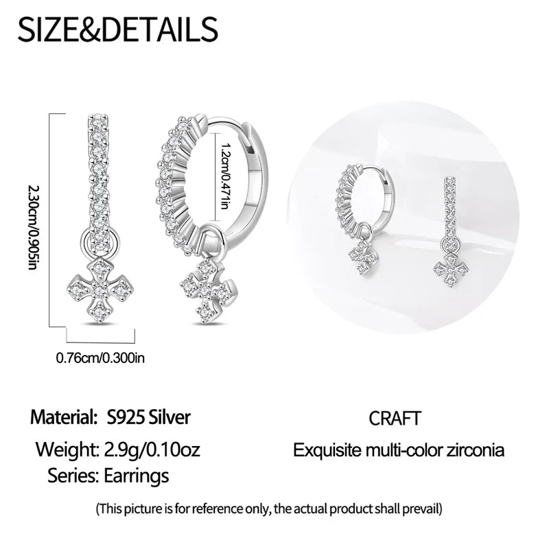 925スターリングシルバーのクラシックな小さなクロスイヤリング、ティーンエイジャーの女性に最適なジュエリーギフト卸売