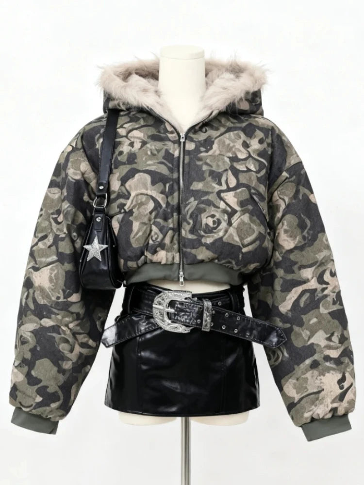 ゴシックアメリカンヴィンテージフード付きコートレディーススウェットシャツ原宿プリントジャケット美的グランジサブカルチャーキュートY2Kトップス