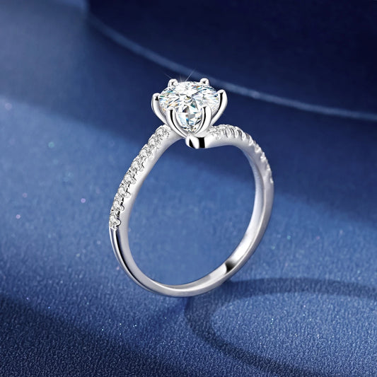 Classics Moissanite 925 Sterling Silver 1ct Ring For Woman Brilliant Diamond Wedding Engagement Jewelry