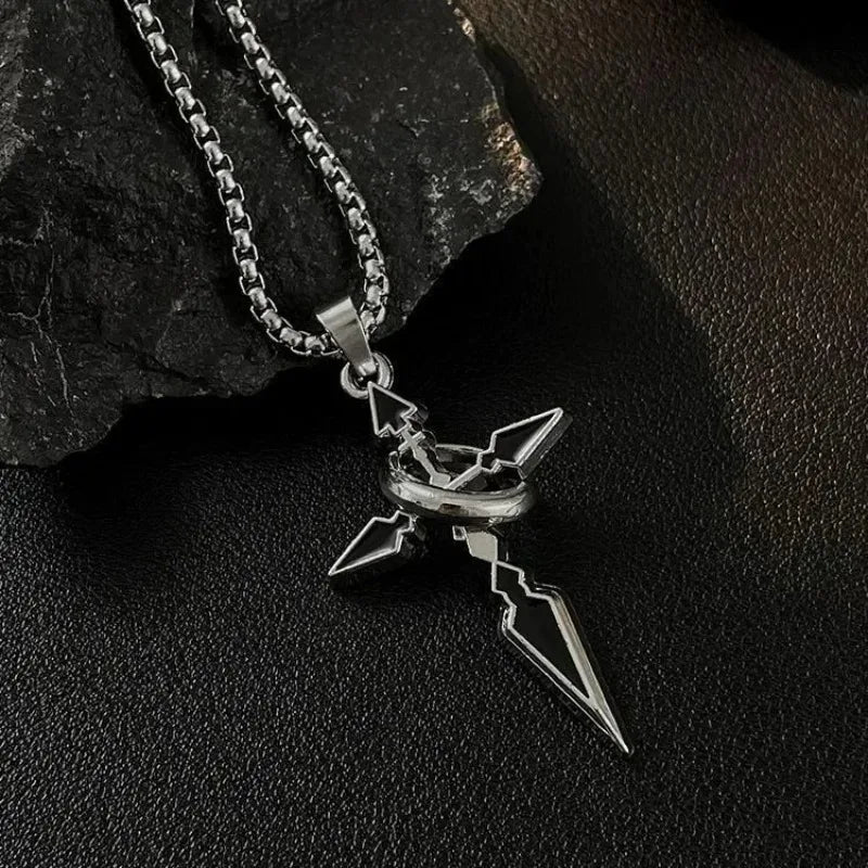 パンクゴシックメンズネックレスヴィンテージメンズネイルシェイプクロスペンダントネックレスジュエリーニューファッションデザインパーソナリティY2Kチョーカー