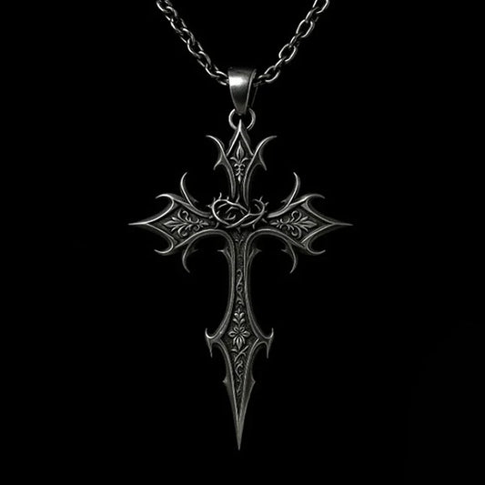 Cross Necklace Vintage Gothic Silver Religious Crucifix Cross Pendant Necklace Jewelry Christmas Gifts For Women Men
