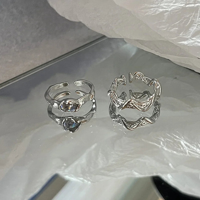 ヴィンテージ シルバーメッキ クロスリングセット レディース ゴシック パンク スチームパンク バタフライリングセット パーティー ファッション ジュエラー