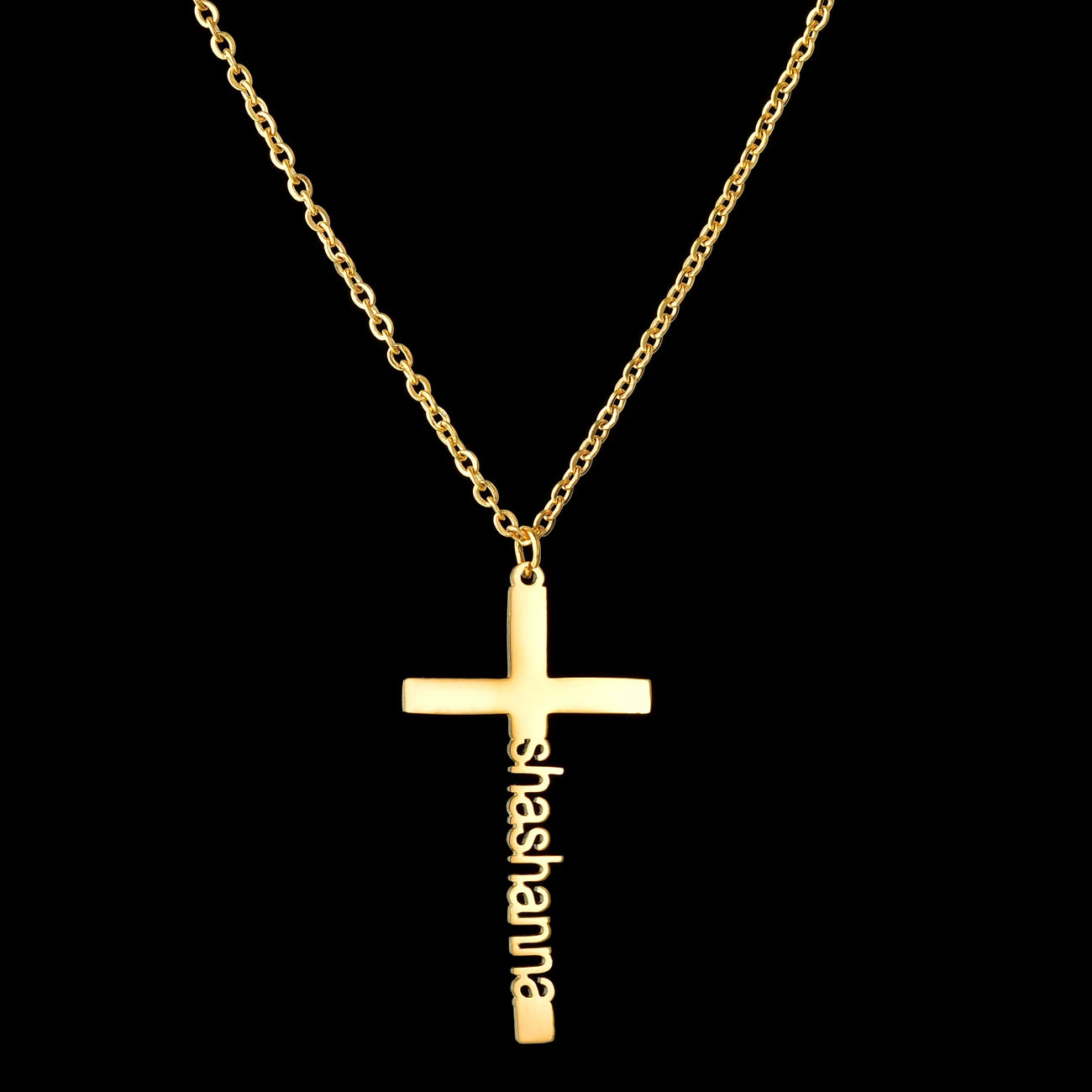 クロスシェイプネックレス カスタムネームペンダント レディース ステンレススチール パーソナライズネームプレート 誕生日ジュエリーギフト アクセサリー