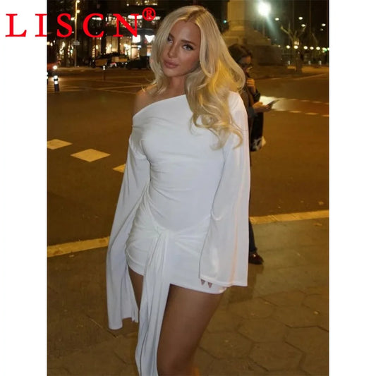 10 Bulk Items Wholesale Lots Dresses Women Long Sleeve Skew Collar Bandage Bodycon Dress Sexy Club Party Y2k Clothing K15812_1