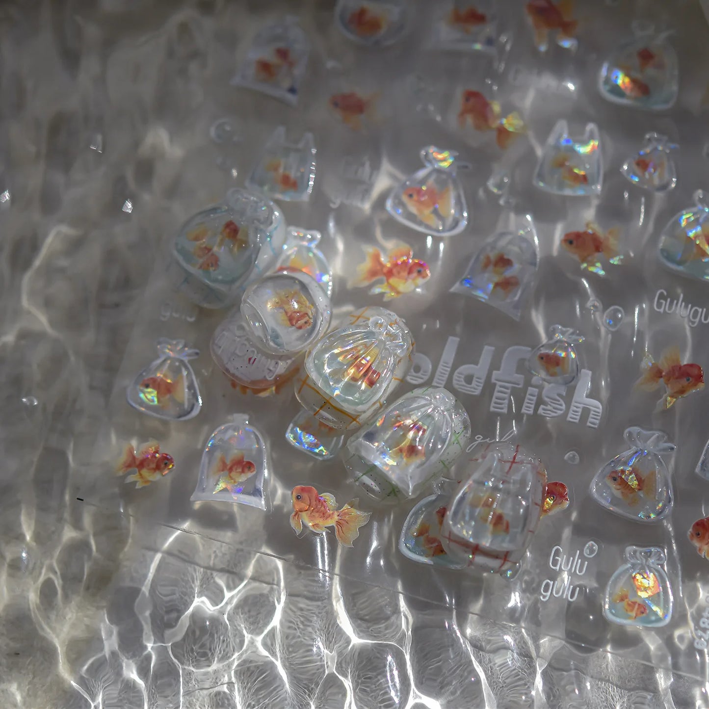 1pcs Cute A bag of Starfish Nail Charm Stickers 3D Jelly Ocean Fish Bubble Adhesive Nail Sticker DIY Summer Nail Art Decorations