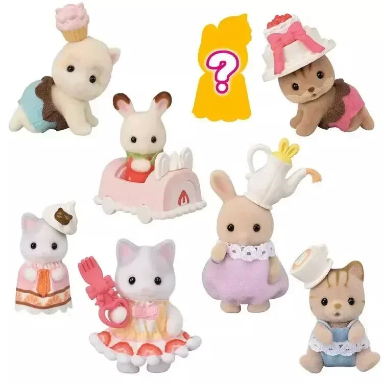 Sylvanian Families Baby Shopping Cake Party Forest Custom Blind Box Baby Mini Toys Kawaii Ternurines Collection  Birthday Gift