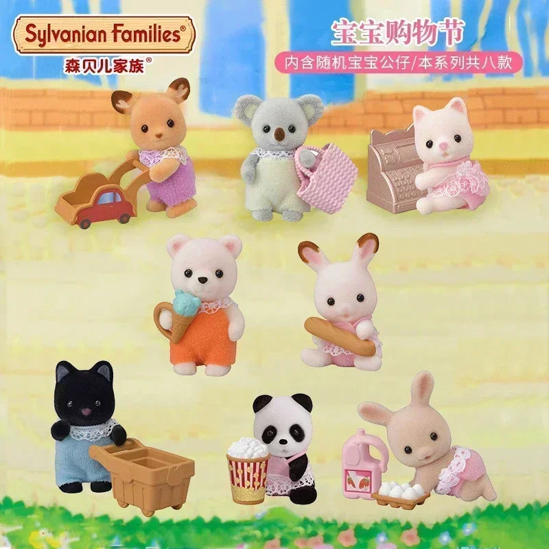 Sylvanian Families Baby Shopping Cake Party Forest Custom Blind Box Baby Mini Toys Kawaii Ternurines Collection  Birthday Gift