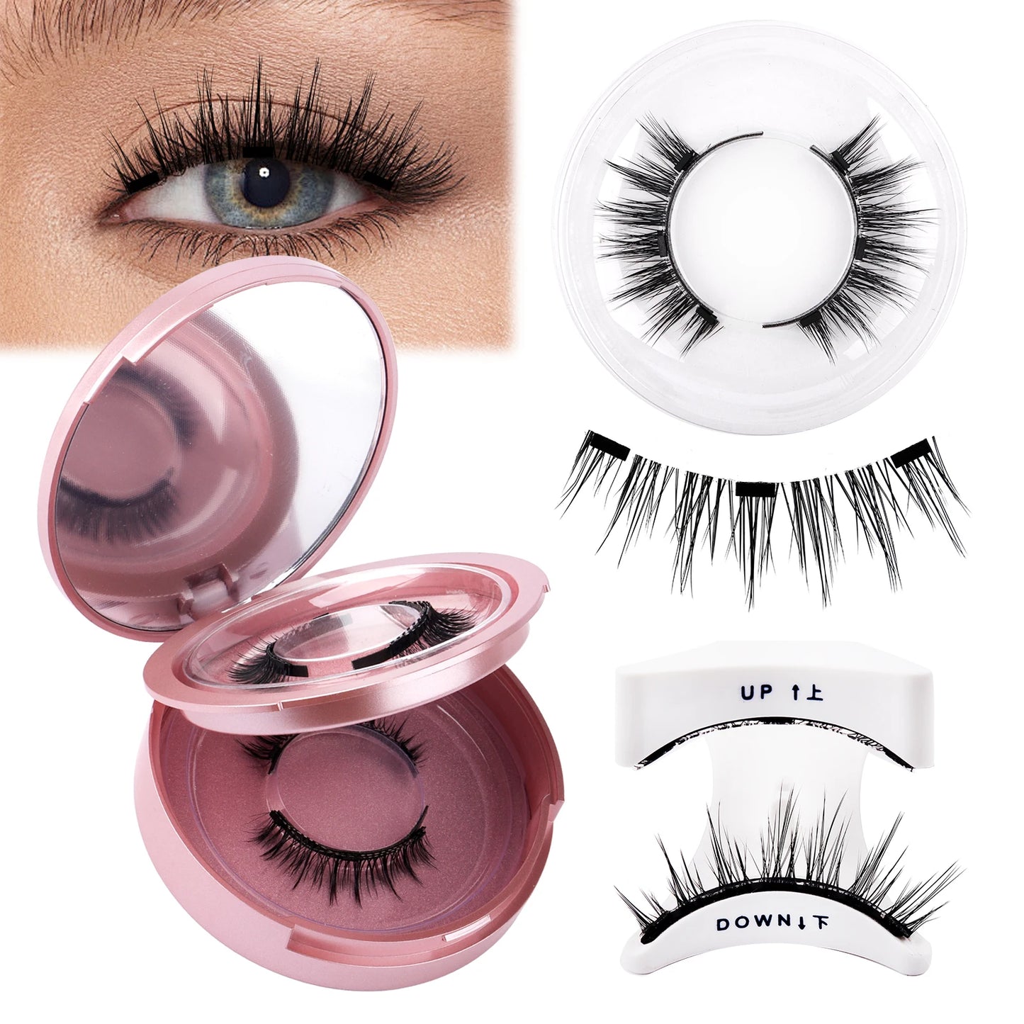 ウェンディラッシュ マグネットまつげ 2ペア ハンドメイド 3D ミンクまつげ 再利用可能 つけまつげセット マグネットピンセットセット メイクアップ