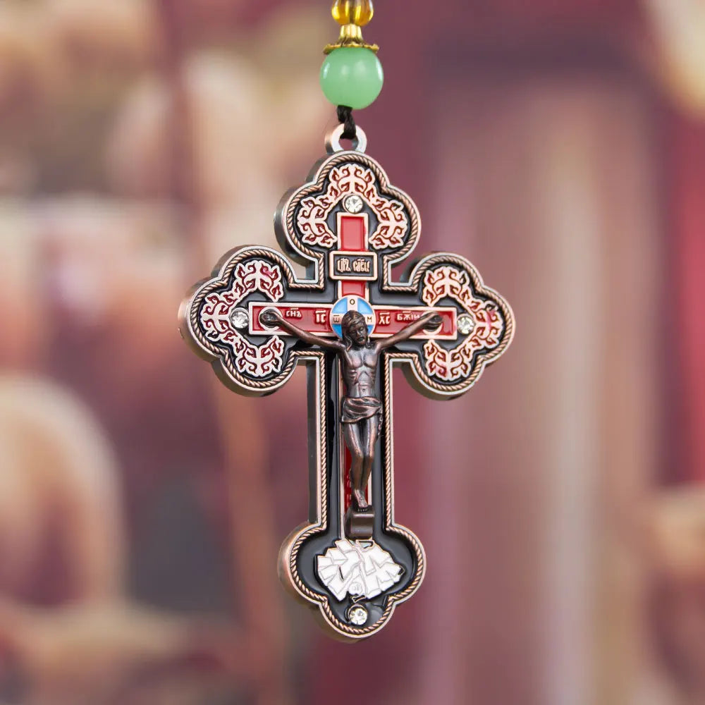 カトリックのロザリオネックレス、イエスの十字架、宗教的な十字架ペンダントチェーンジュエリー、男女兼用、キリスト教の信仰の贈り物