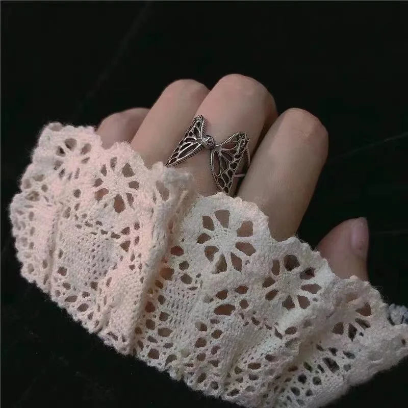 ヴィンテージ シルバーメッキ クロスリングセット レディース ゴシック パンク スチームパンク バタフライリングセット パーティー ファッション ジュエラー