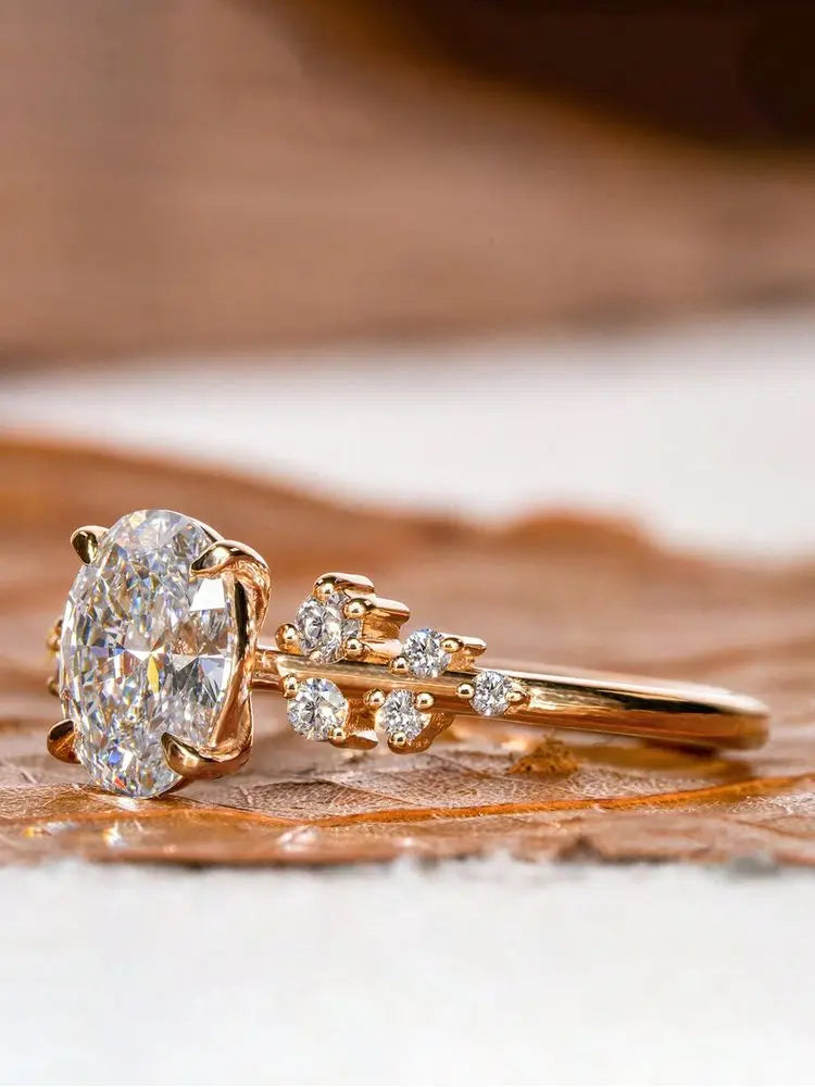 925 Sterling Silver Fashionable Shiny Round Oval Ring For Women Engagement Wedding Luxury High Quality Fine Jewely