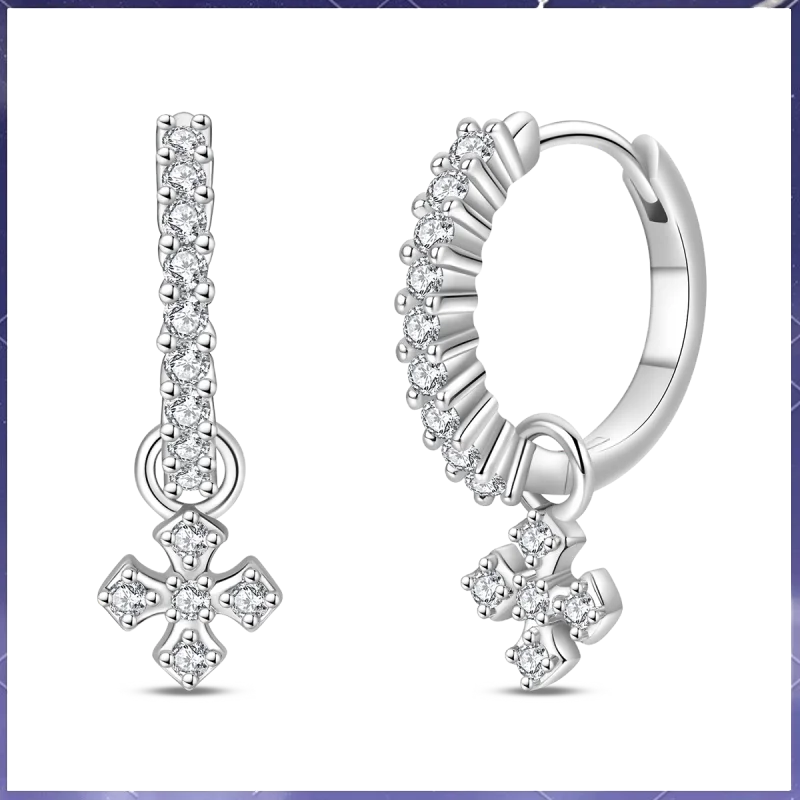 925スターリングシルバーのクラシックな小さなクロスイヤリング、ティーンエイジャーの女性に最適なジュエリーギフト卸売