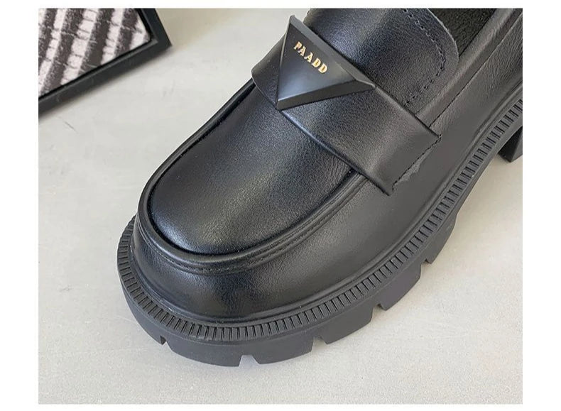 Women's Summer Footwear Loafers Shoes for Woman 2024 Office Round Toe Black Low Heel Elegant with Discount Genuine Mark Stylish