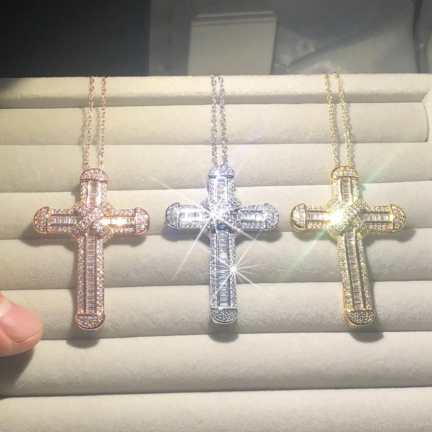 新品 925 シルバー 絶妙な聖書イエス十字架ペンダントネックレス レディース メンズ 十字架チャーム 模造ダイヤモンド 14K ゴールドジュエリー