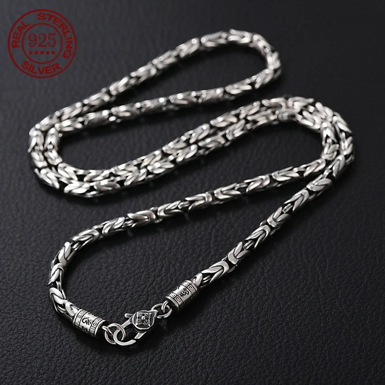 925スターリングシルバーのレトロな個性的なシンプルなヒップホップのシニアセンスファッションメンズ6ワードマントラトレンディメンズネックレス