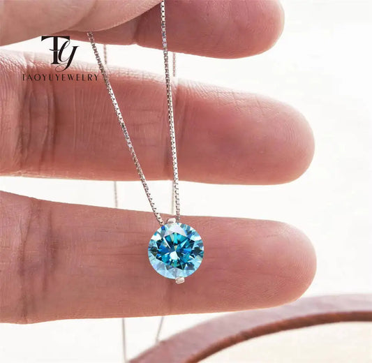 2CT D Color Moissanite Simple Pendant Necklace With Certificate 925 Sterling Silver Women Necklace Fine Jewelry Gift For Wedding