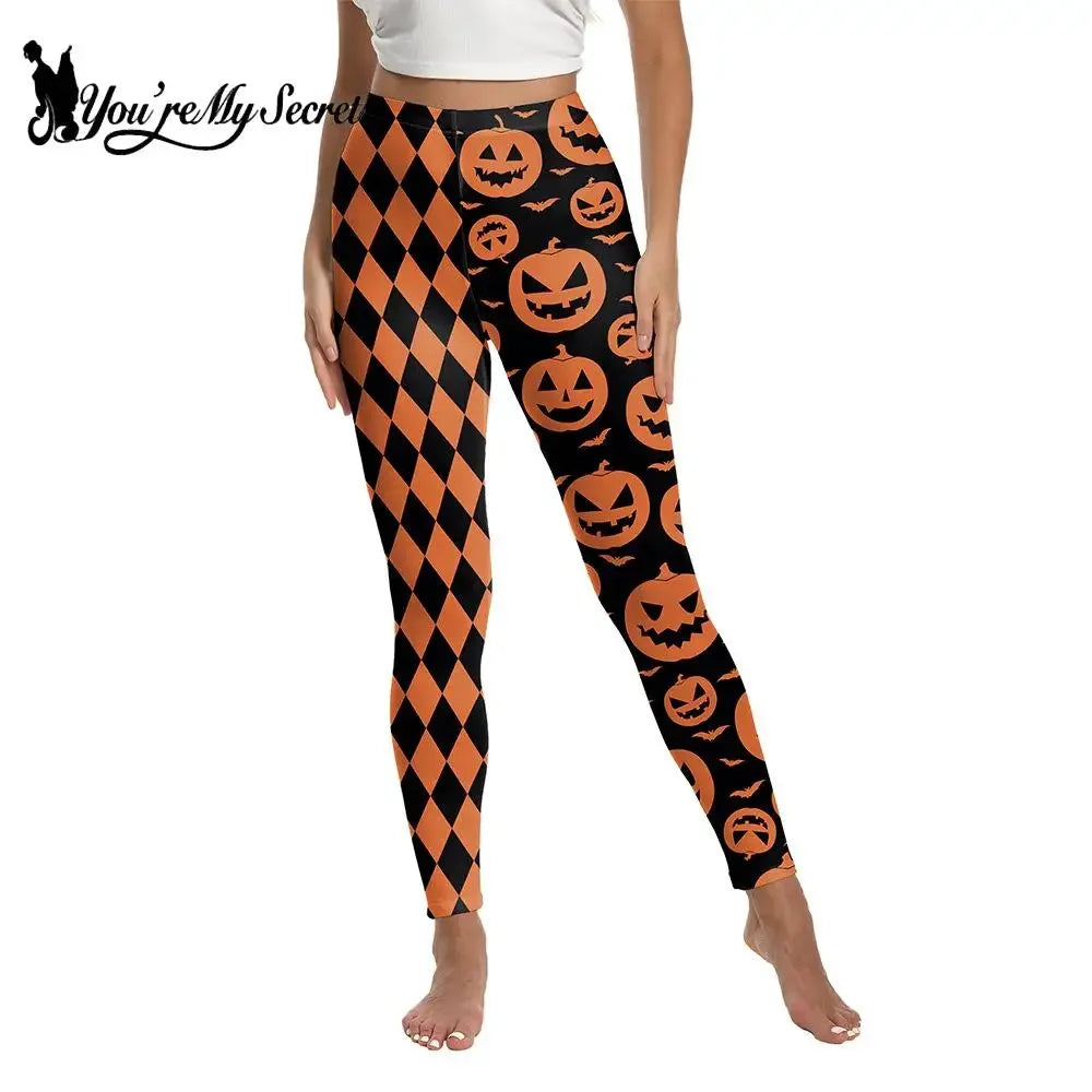 [You're My Secret] New Female Pants Halloween Women's Pumpkin Print High Waist Outdoor Sports Casual Gothic Leggings Trousers