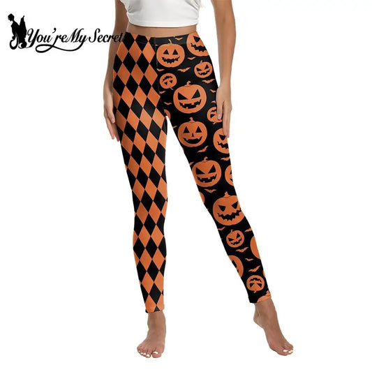 [You're My Secret] New Female Pants Halloween Women's Pumpkin Print High Waist Outdoor Sports Casual Gothic Leggings Trousers