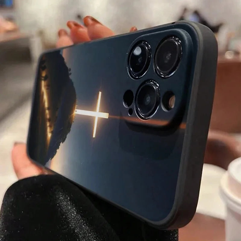 イエス・キリストの十字架が描かれた耐衝撃携帯電話ケース iPhone 17 16 15 14 11 12 13 Pro Max 7 8 14 15 16 Plus 17 Air 16E ソフトカバー用