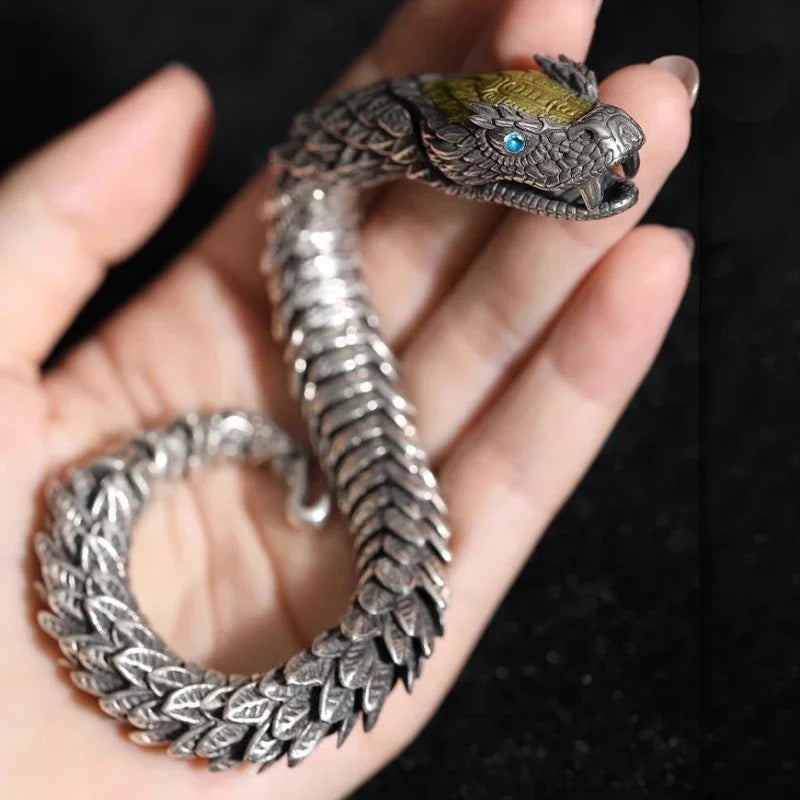 ユニークな職人技が光る925シルバーの高級メンズブレスレット。オリジナルデザイン。高品質ヒップホップスタイルのスネークバングルジュエリー。