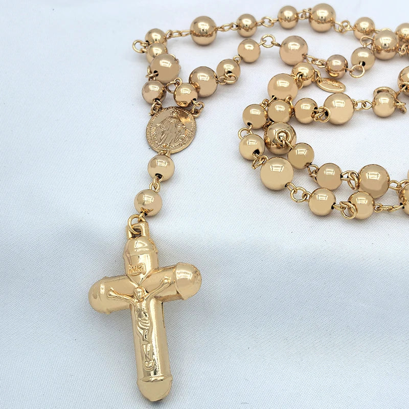 ロザリオネックレス クロスペンダント付き ロングリンクチェーン レディース メンズ 90cm 長さ セーターチェーン ヒップホップ ジュエリー アクセサリー パーティーギフト