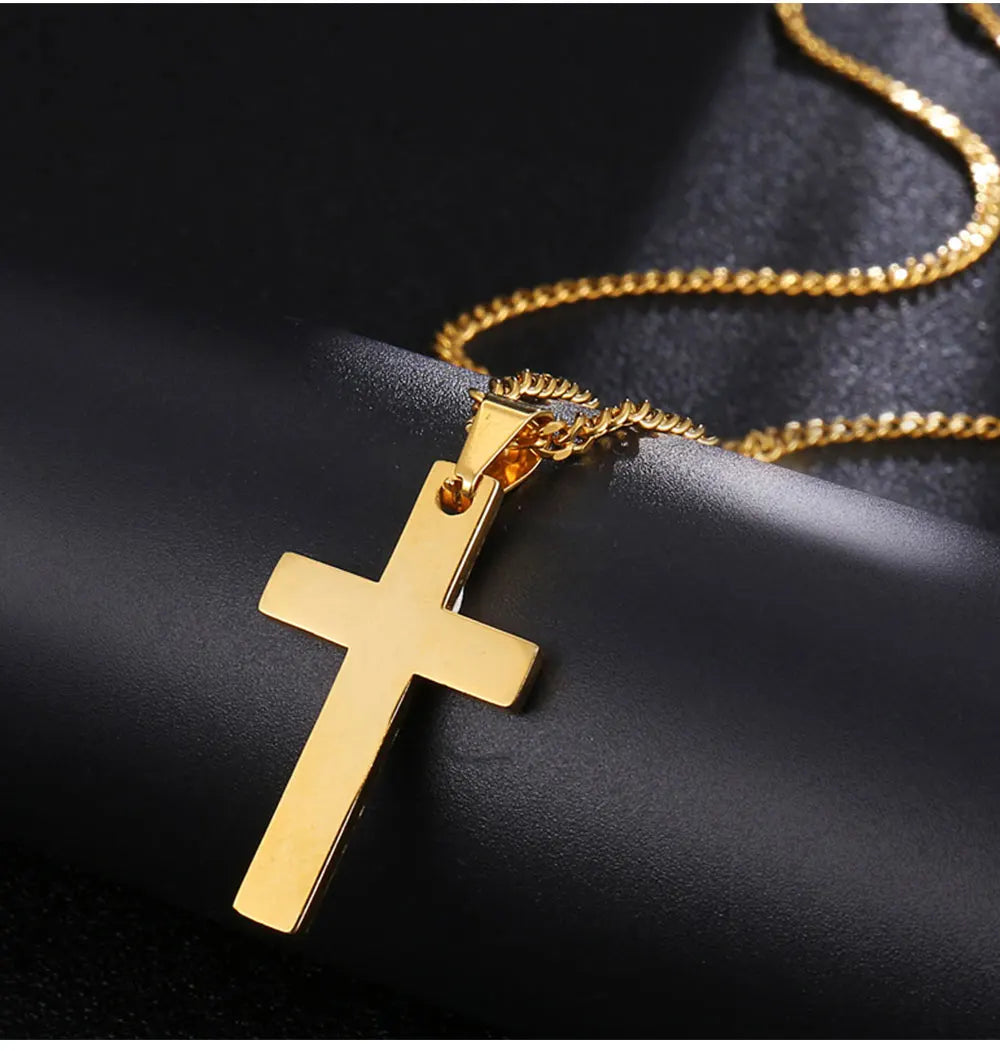 Men's Hip Hop Cross Pendant Necklace - Titanium Steel Material, Durable & Stylish, Easy-Match Accessories