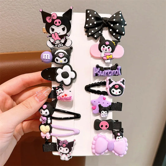 14pcs Sanrio Kawaii Kuromi Hair Clips Cute Cartoon Sweet Hairpin Hair Accessories Korean Style Accessories Girls Birthday Gifts