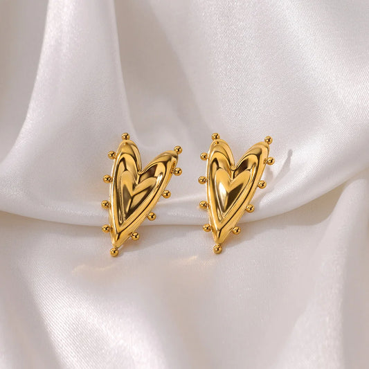 Vintage Geometric Heart Earrings For Women Gold Color Stainless Steel Love Irregular Earring Wedding Christmas Jewelry Gift