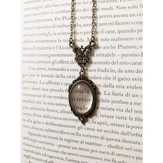 Gothic Vintage Magnifying Glass Pendant Necklaces for Women Steampunk Victorian Jewelry Gift for Book Lovers