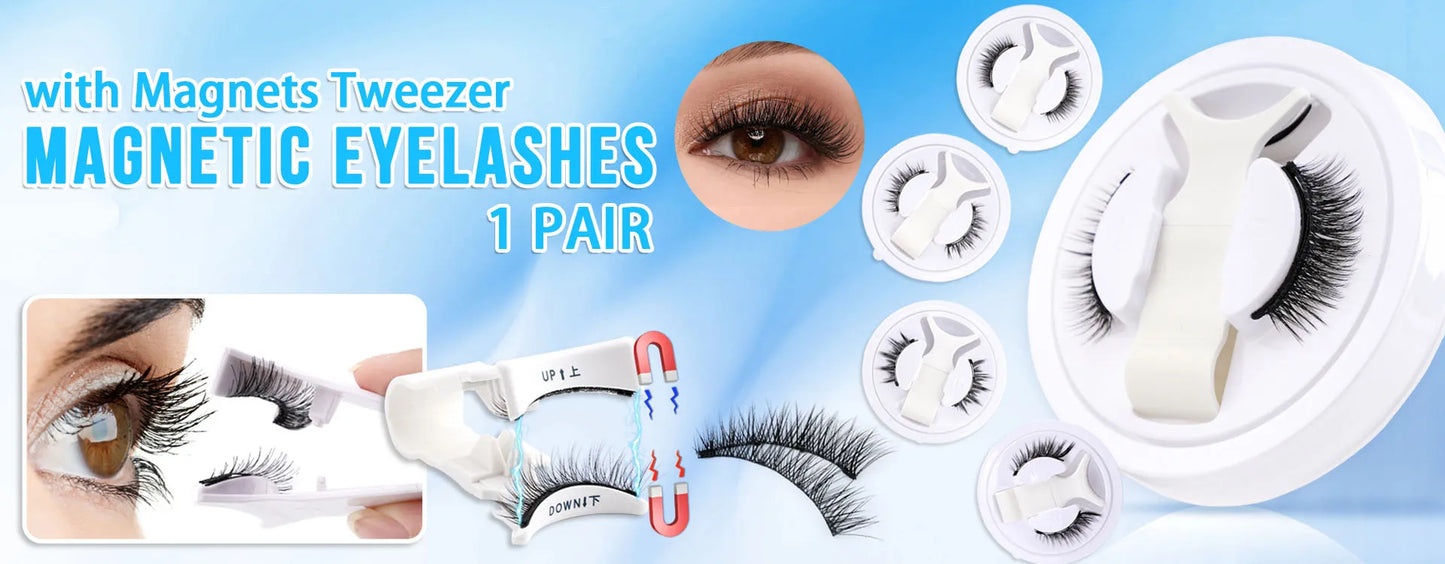 2/1ペア再利用可能な磁気まつげナチュラルカーラーまつげエクステピンセットセット使いやすい接着剤フリーつけまつげ3Dミンクまつげ