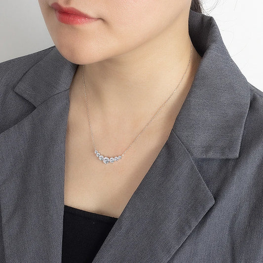 PERFANY All Moissanite Necklace for Women S925 Pure Silver Smile Sparkling Diamond Pendant Fashion Luxury Jewelry Party Gift