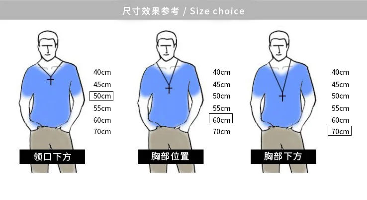 メンズ向け、トレンドの3層クロスペンダントネックレス