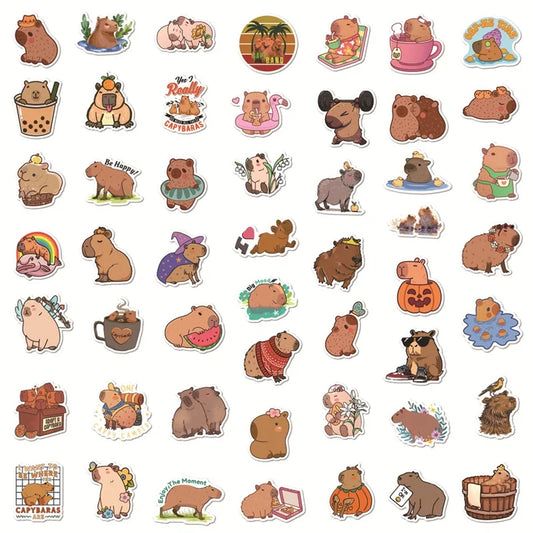 10/30/50PCS Cute Capybara PVC Sticker Aesthetic Children's Decoration Scrapbooking Sketchbook Korean Stationery School Supplies