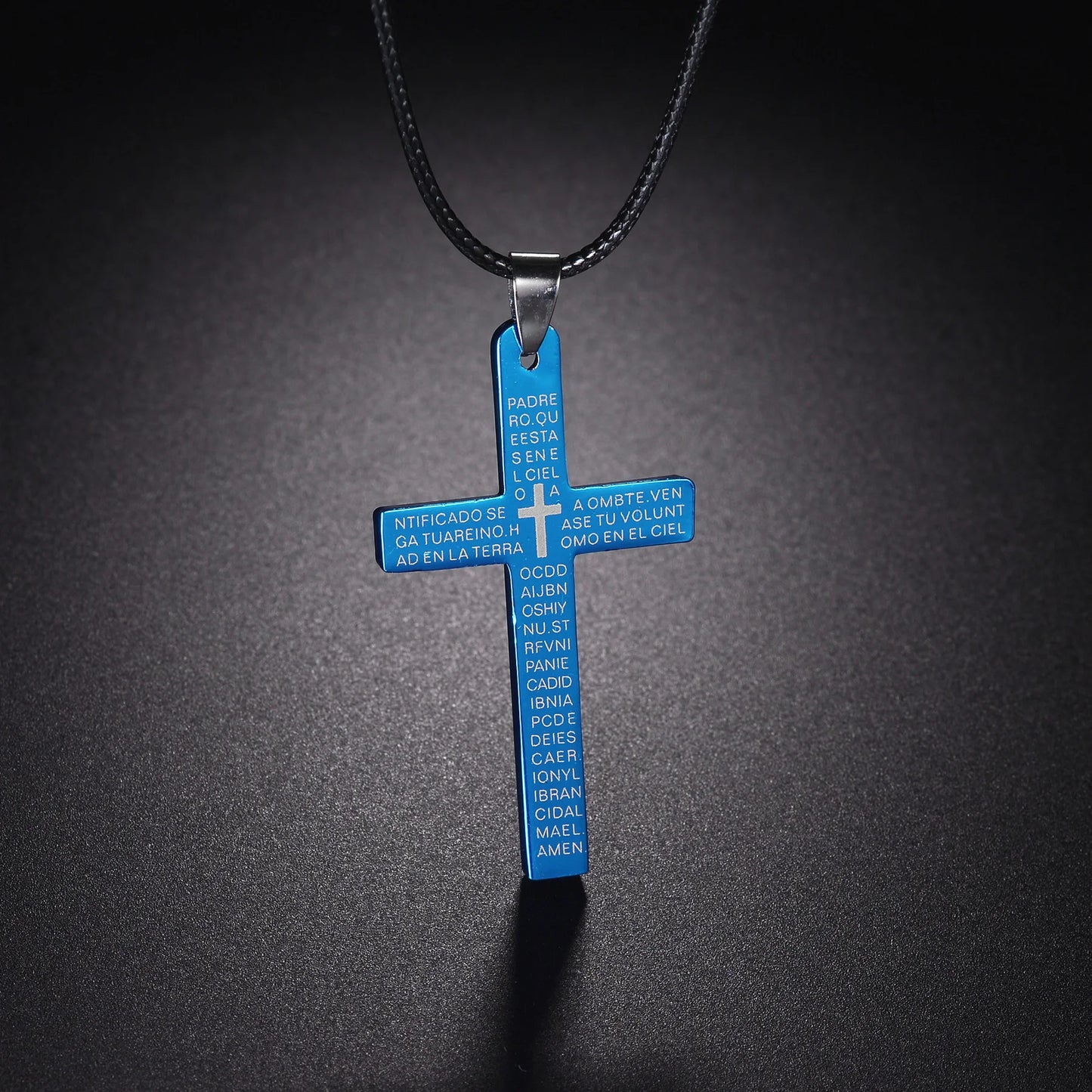 ステンレススチール製クロスペンダントネックレス メンズ レディース ミニマリストジュエリー 男性 女性用 ネックレス チョーカー ブルーカラー