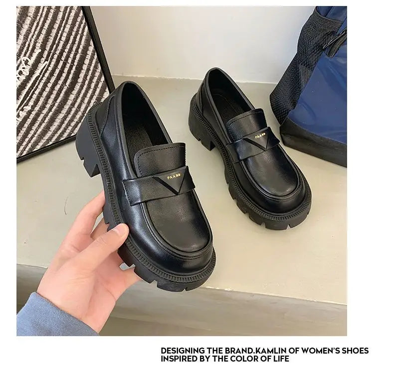 Women's Summer Footwear Loafers Shoes for Woman 2024 Office Round Toe Black Low Heel Elegant with Discount Genuine Mark Stylish