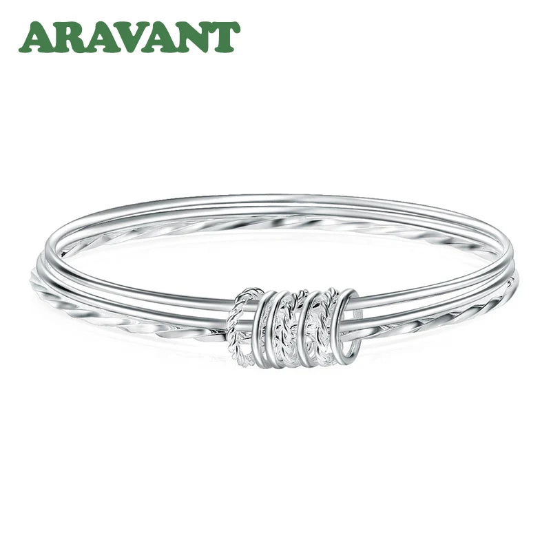 Aravant 925シルバー スリーサークルブレスレット＆バングル レディース ファッションジュエリー