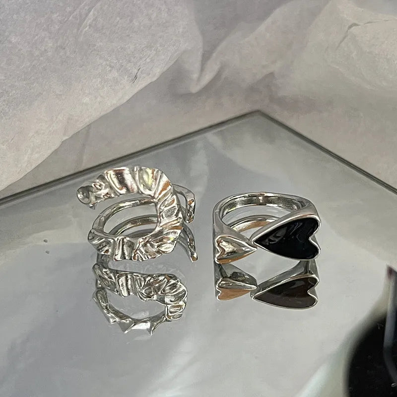 ヴィンテージ シルバーメッキ クロスリングセット レディース ゴシック パンク スチームパンク バタフライリングセット パーティー ファッション ジュエラー