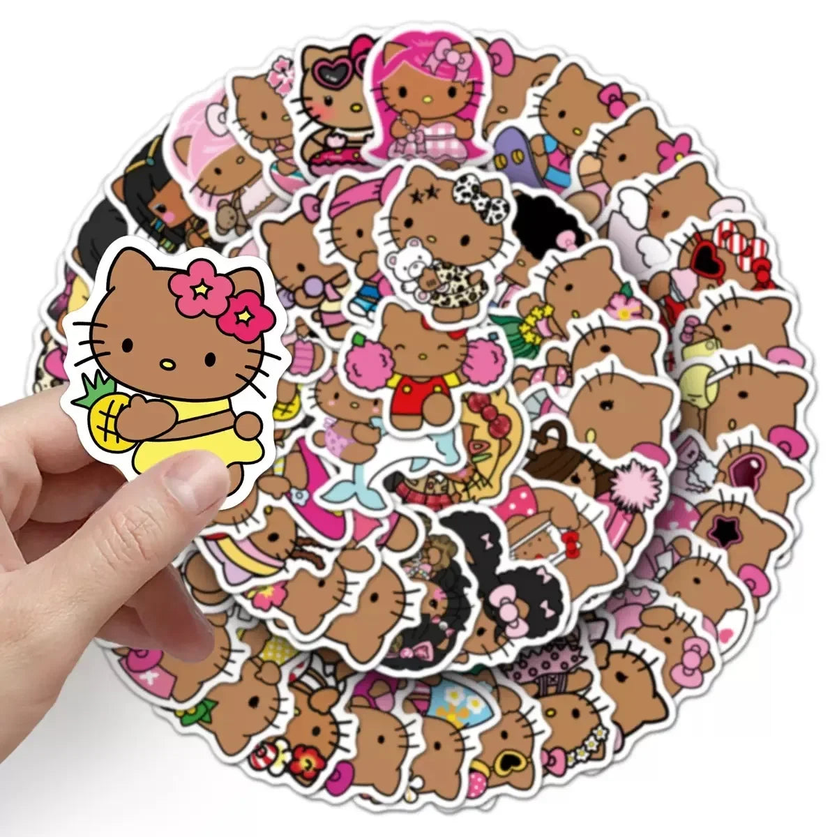 10/50PCS Cartoon Cute Black Skin Hello Kitty Stickers Kawaii Graffiti Decorative Luggage Notebook Waterproof Decal Kids Gift Toy