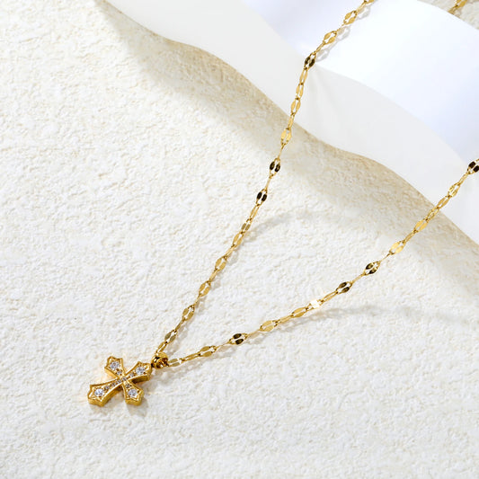 2025 新しいクラシック クロス ネックレス。男性と女性の両方にパーソナライズされたクリエイティブ デザイン。金メッキのステンレス スチール製。