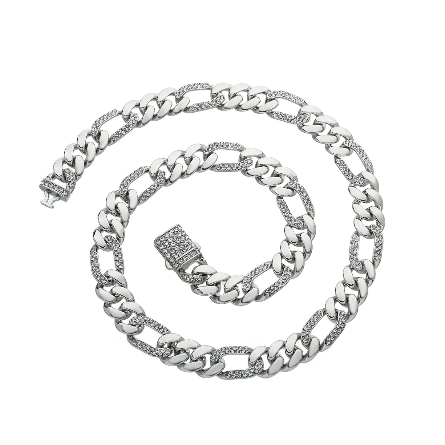 ヒップホップ 14K ゴールドメッキ ステンレススチール ジュエリー アイスカデナ オムブレ マイアミ キューバンチェーン メンズネックレス