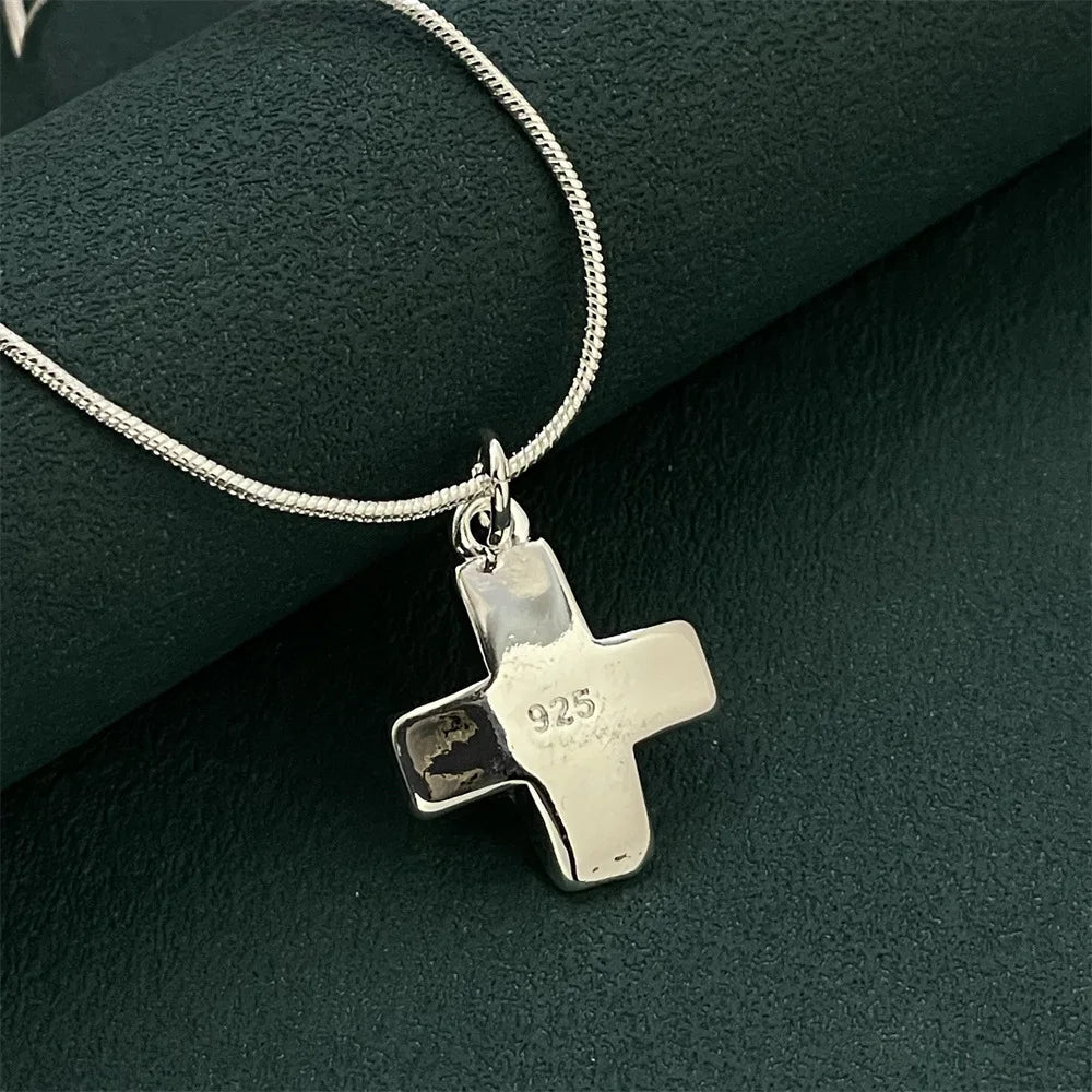 Trendy products 925 Sterling Silver creative cross Necklace for women Fashion Affordable Jewelry Wedding Party Christmas Gifts