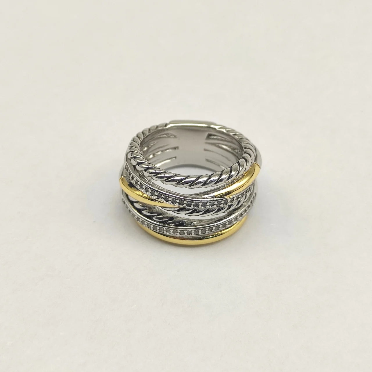 S925スターリングシルバー2025新作16mmクロス7連リングニュートラルファッショントレンドレトロ個性シンプルヒップホップ高級ジュエリー