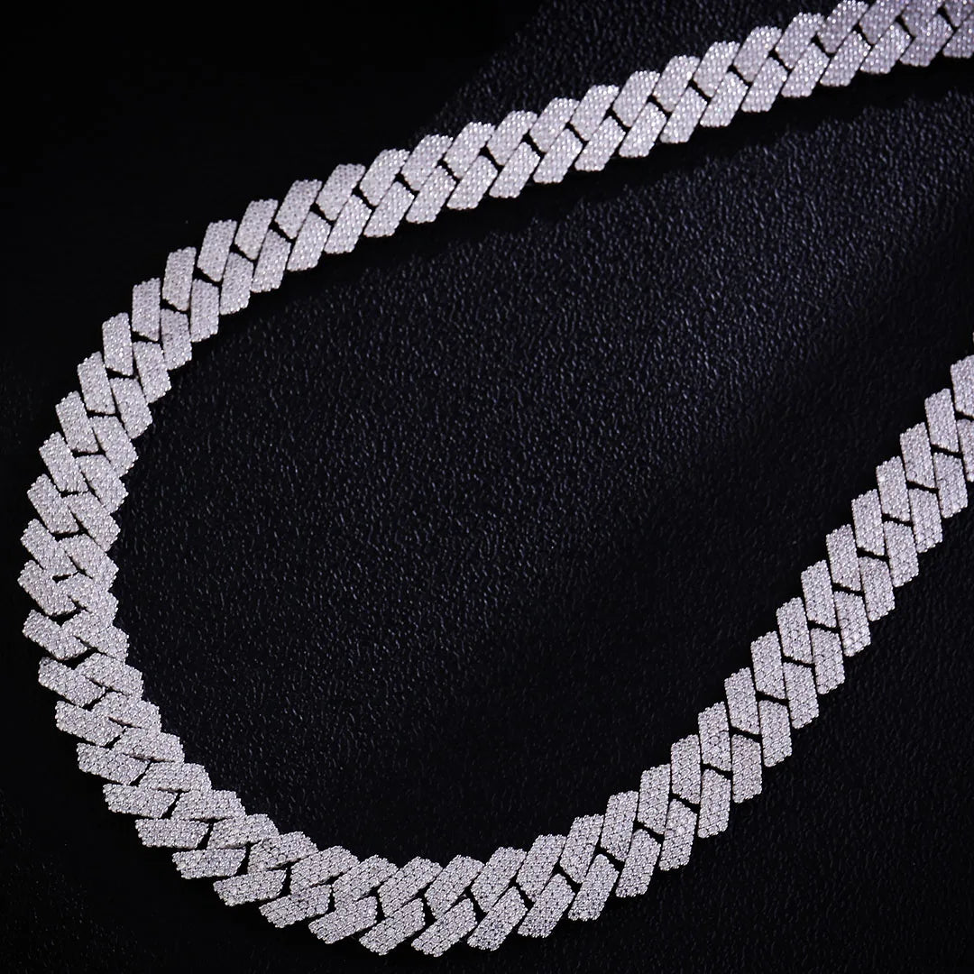 プロヴァンスキューバンチェーン（メンズ） モアッサナイト高級リンクチェーン S925シルバー キューバンネックレス（レディース） 15mm ヒップホップマイアミチョーカー