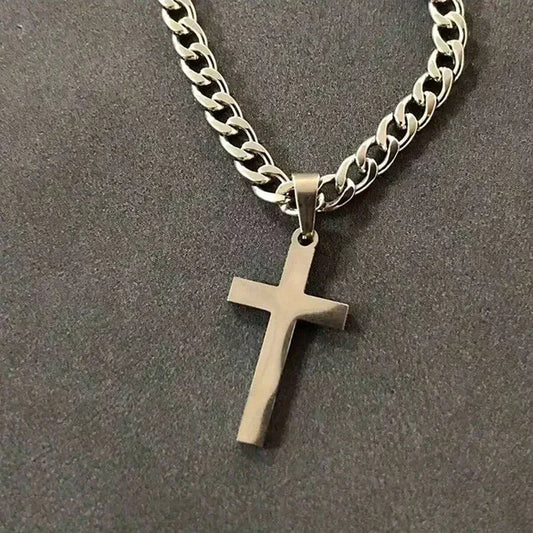 Punk Cross Pendant Link Chain for Men Women S925 Sterling Silver Hip Hop Necklace Gold Silver Fashion Jewelry Gift Waterproof