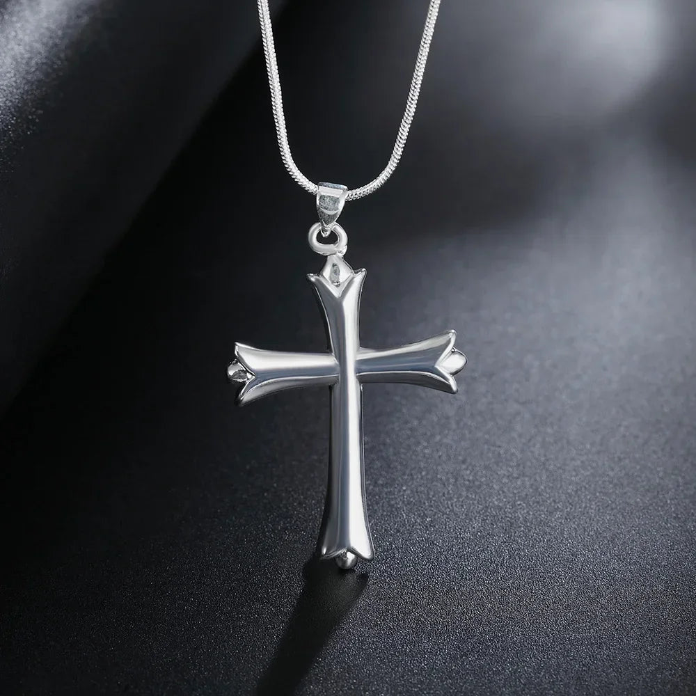 925 sterling Silver Classic cross Pendant Necklace For Women man Luxury Fashion Party Wedding Accessories Jewelry Christmas Gift