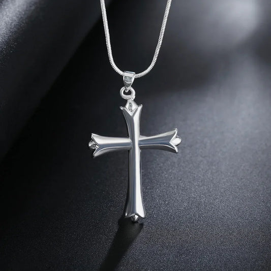 925 sterling Silver Classic cross Pendant Necklace For Women man Luxury Fashion Party Wedding Accessories Jewelry Christmas Gift