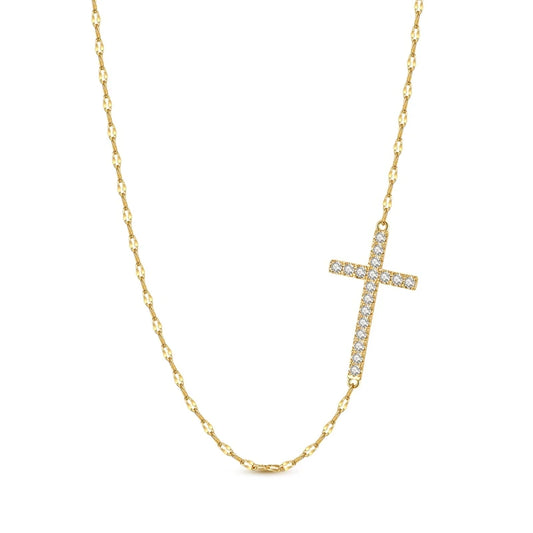 2025 New 925 Sterling Silver Necklace Golden Cross Simple Necklaces for Women Anniversary Birthday Jewelry Gift Female