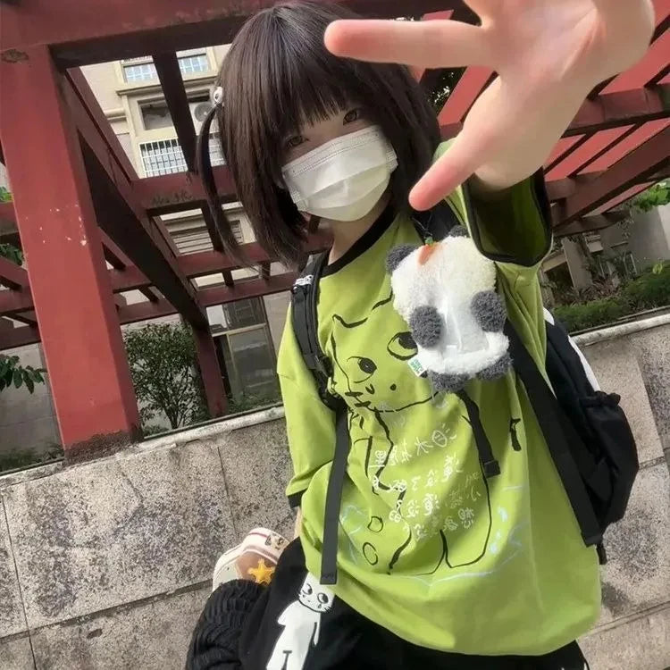 Summer subculture harajuku T Shirt women Mujer Y2k Grunge Short Sleeve T-shirt japanese Cute O-neck kawaii Cartoon Tees Tops