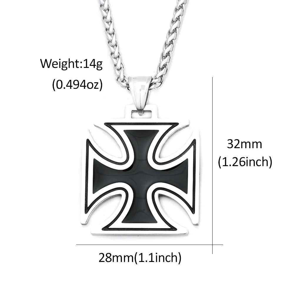 Vintage Classic Cross Pendant Necklace For Men Women Stainless Steel Hip Hop Knights Templar Iron Biker Jewelry Gifts Wholesale